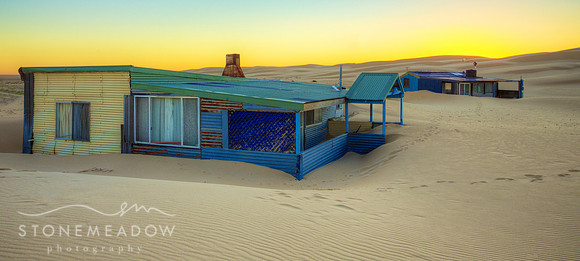 One of the shacks after sunset